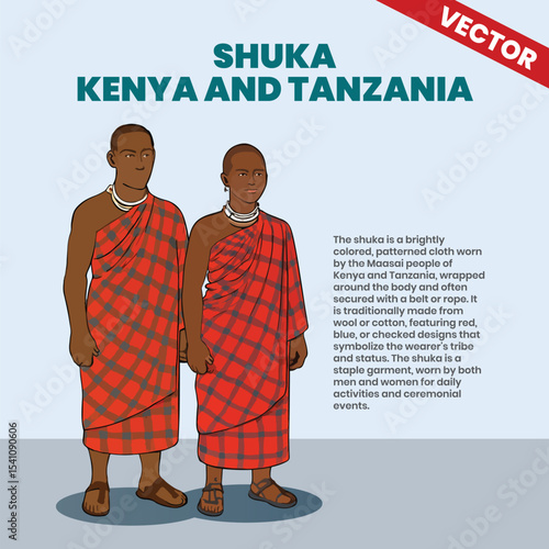 Maasai Shuka Traditional Cloth from Kenya and Tanzania Vector