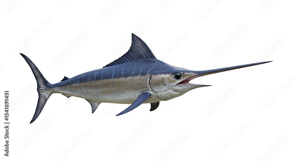 Naklejka premium A majestic marlin swims elegantly, showcasing its streamlined form and distinct features