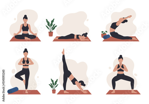 Yoga Poses Collection - Illustration Set for Wellness and Flexibility
