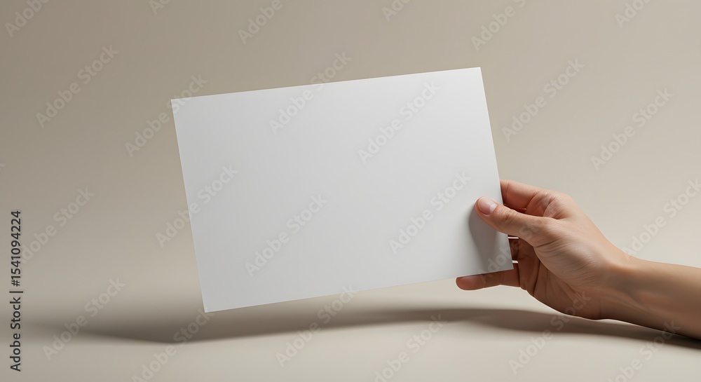 Obraz premium Hand Holding Blank White Paper Sheet - Brochure, Flyer, Invitation Mockup
