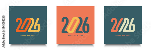 Set of 2026 New Year Number Design.