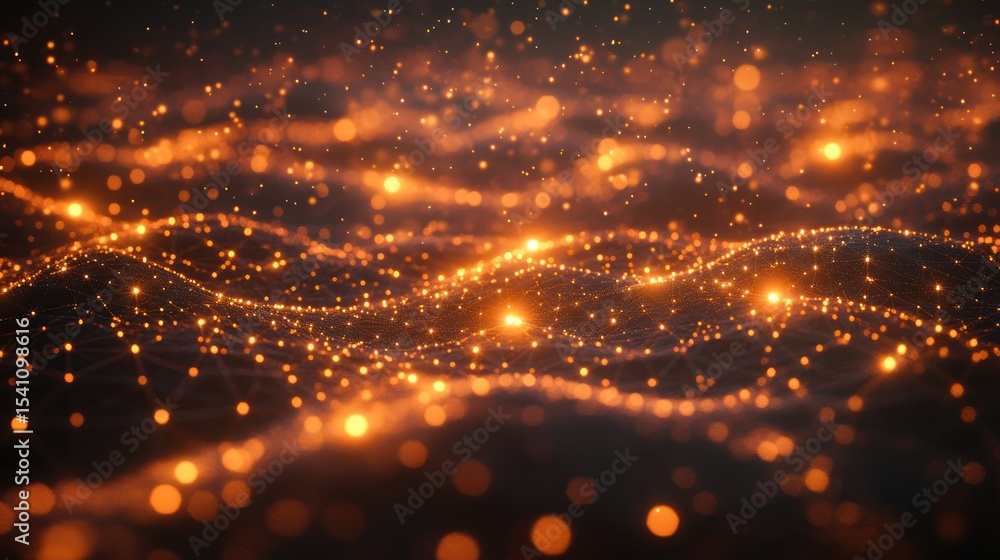 Obraz premium Abstract digital landscape with glowing particles