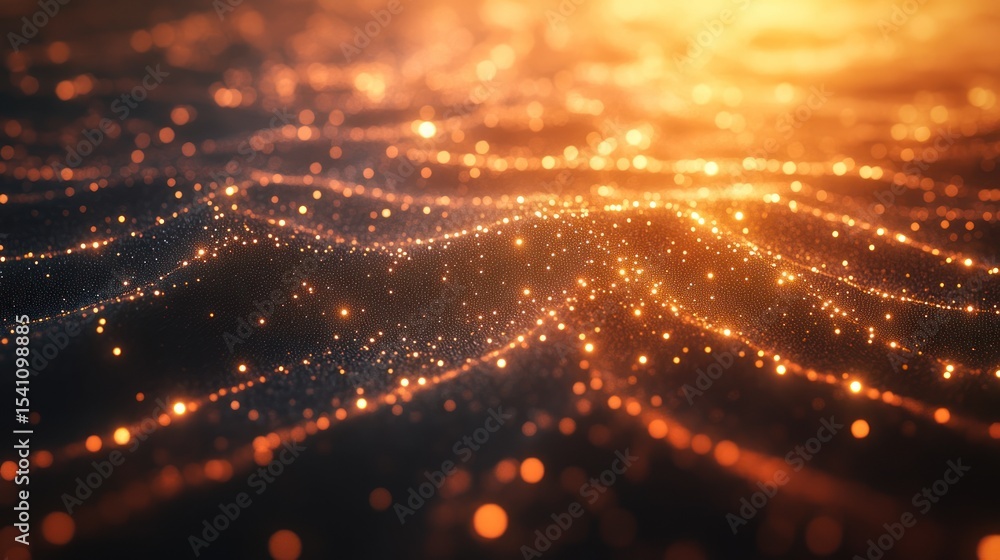 Obraz premium Abstract glowing particles flowing, digital art, futuristic background, artistic design