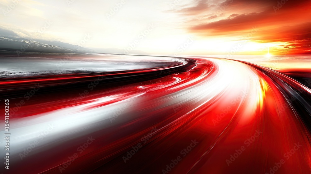 Obraz premium Dynamic road curves at sunset