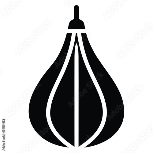 Black punching bag isolated on white background for boxing training