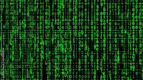 Digital rain binary code animation backdrop symbolizing futuristic technology