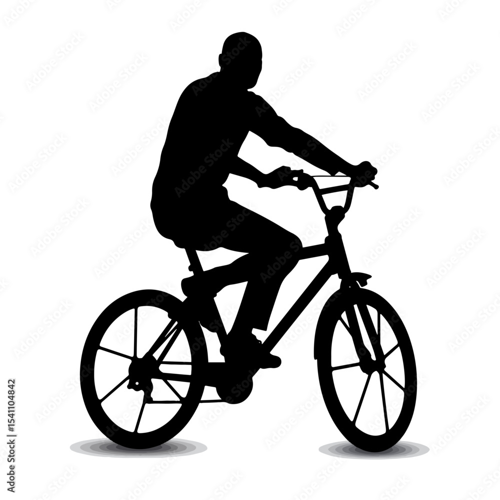 Obraz premium Silhouette of a person riding a bicycle, black and white, freedom