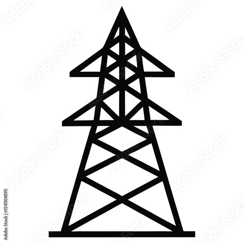 Electricity pylon tower isolated on white background