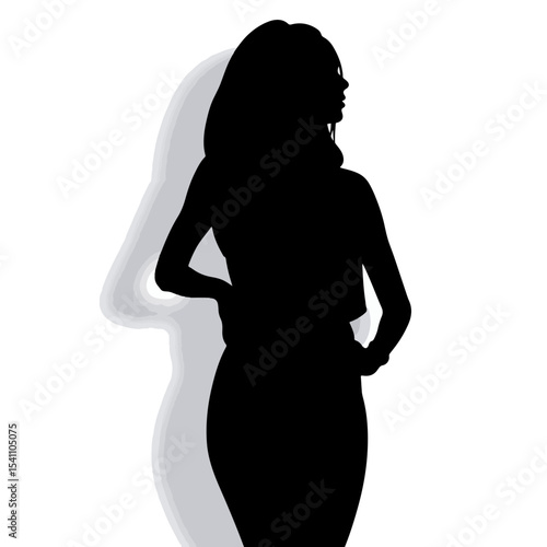 Confident silhouette of empowered woman, strong self-expression