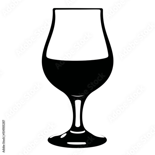 Silhouette of Irish whiskey glass on white background, minimalist design