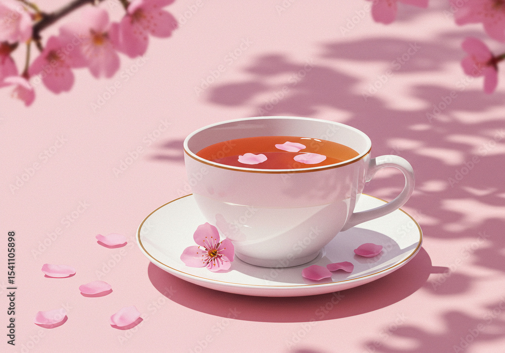 generic cherry blossom tea cup with petals generic cherry blossom tea cup with petals