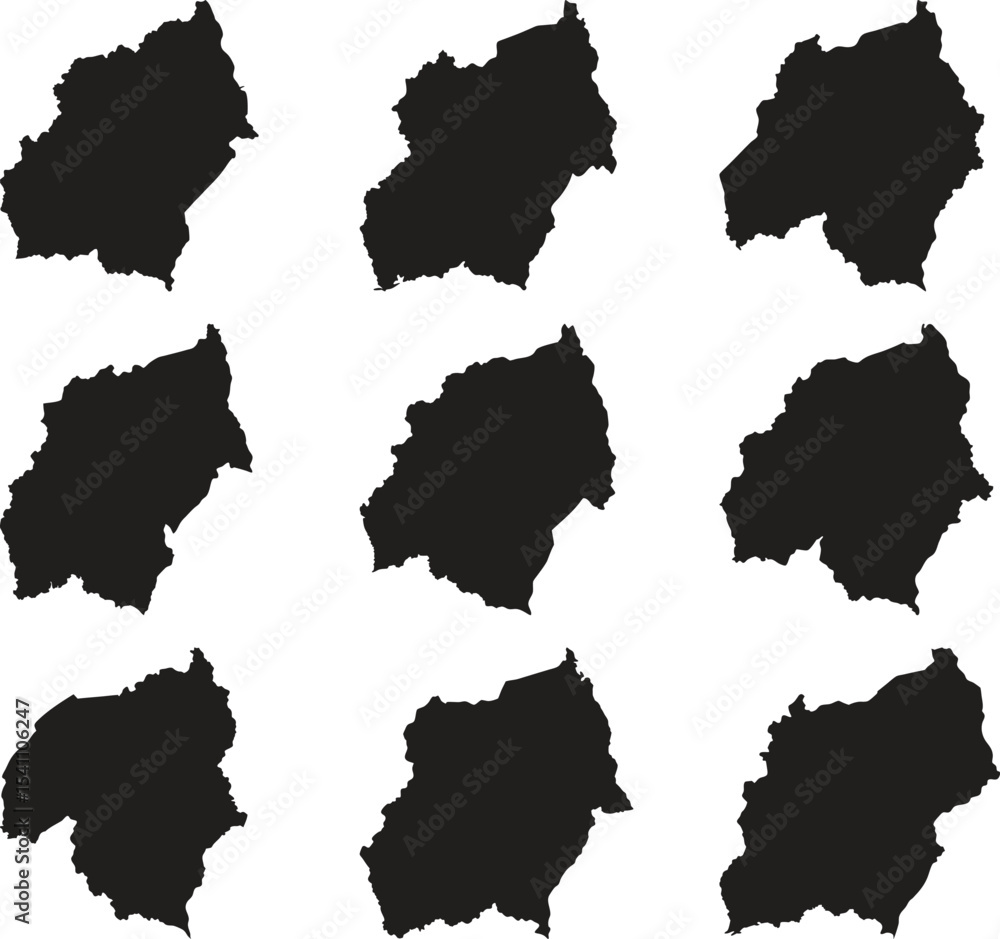 Obraz premium Uganda map black silhouette vector style with white background