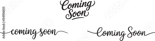 Silhouette of Coming Soon Handwritten Calligraphy Text Set in Elegant Style vector