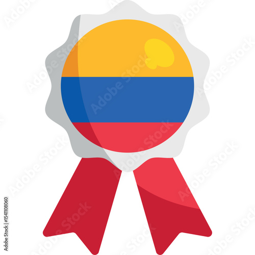 Golden medal with Colombian national flag ribbon