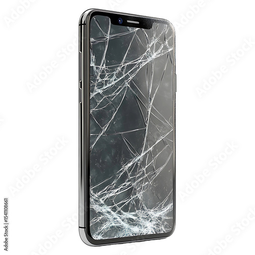 Smartphone with broken screen high quality realistic image