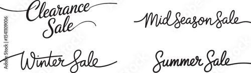 Silhouette of Handwritten Calligraphy Sale Phrases Set for Seasonal Promotions vector