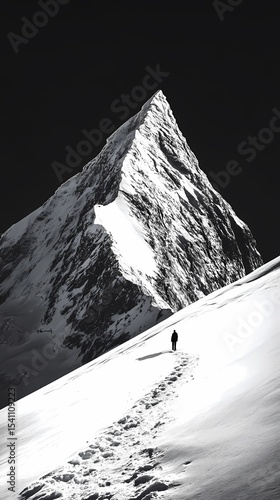 Black and white mountain scenery outdoor illustration poster background