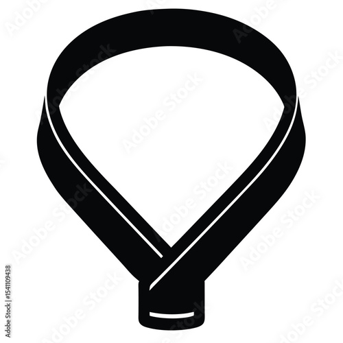 Black ribbon symbolizes mourning isolated on white background