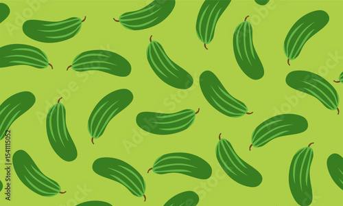 Fresh and delicious cucumber background. Seamless pattern of cucumber. Illustrations for backgrounds, banners, posters, textile prints, web design and covers