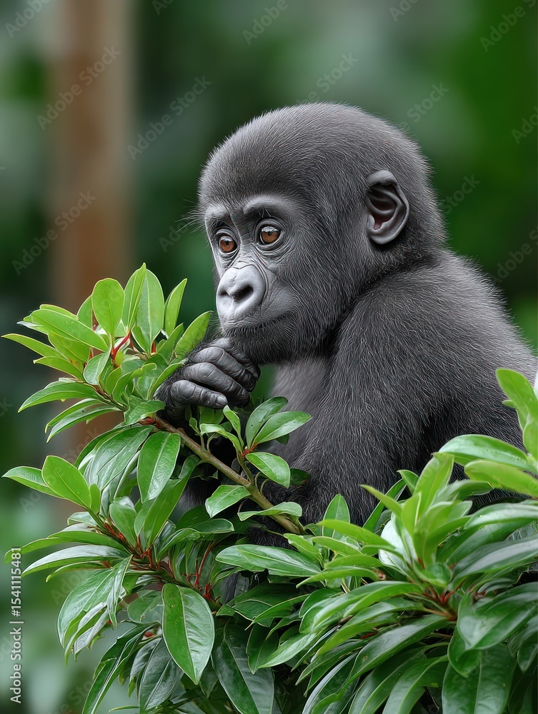 Obraz premium Young gorilla in jungle