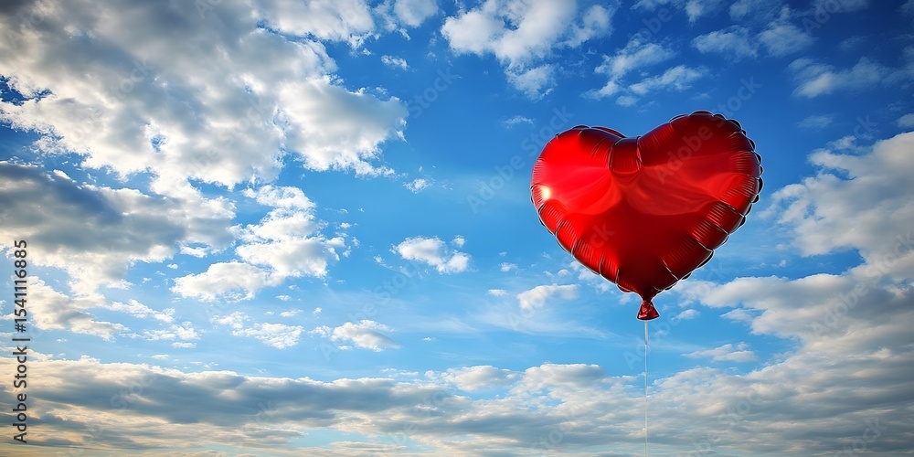 Fototapeta premium Heart balloon, blue sky.