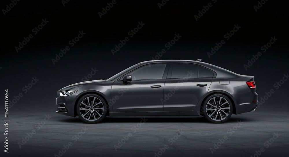 a gray car is parked in the dark a gray car is parked in the dark