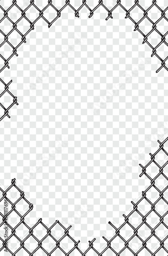 vector background of broke iron net on the side