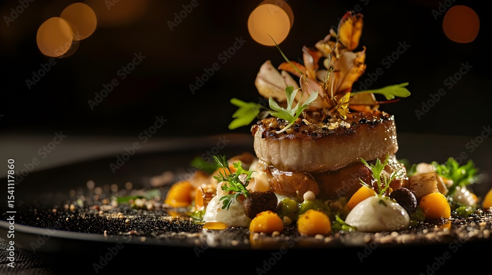 Fototapeta premium Gourmet pan-seared scallops elegant dish fine dining