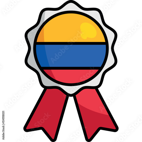 Golden medal with Colombian national flag ribbon