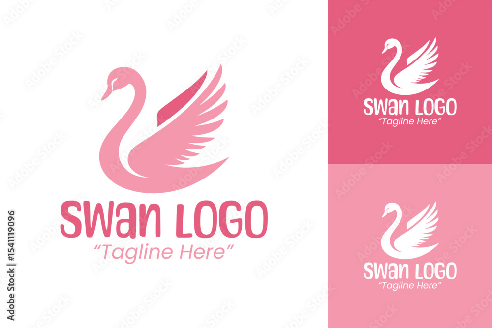 Stylish Pink Swan Logo for Corporate and Business Branding Stylish Pink Swan Logo for Corporate and Business Branding