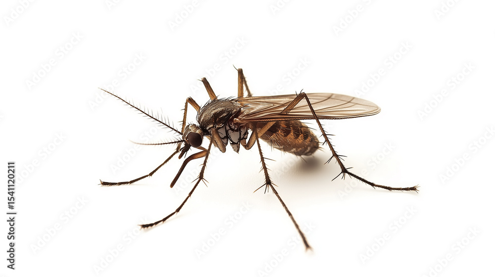 mosquito isolated on white. brown small isolated mosquito mosquito isolated on white. brown small isolated mosquito