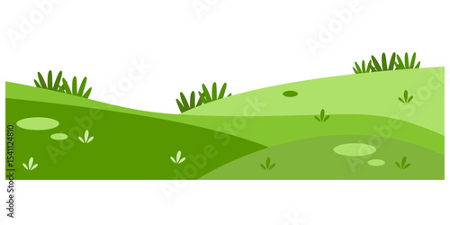 Green Rolling Hills Landscape Vector Background – Cartoon Nature Scene