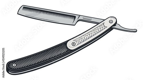 Straight Razor Icon – Vintage Barber Tool Vector Illustration