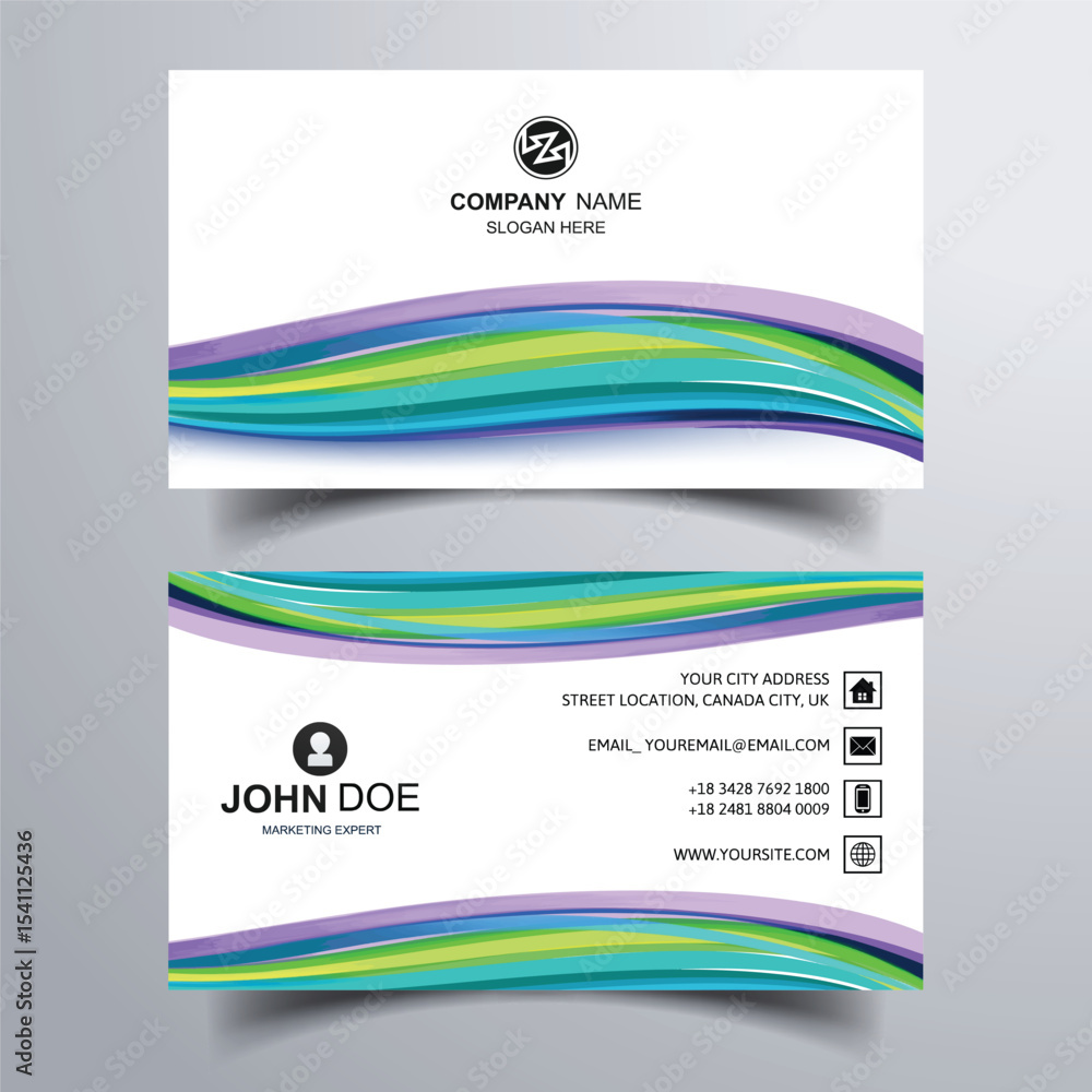 Naklejka premium Modern colorful business card wave background
