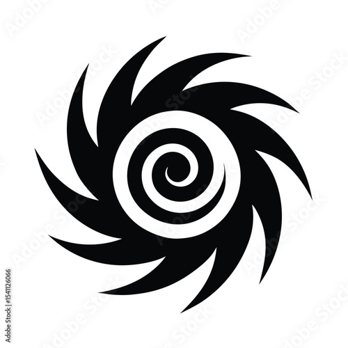 Tribal Spiral Glyph Icon Vector Illustration