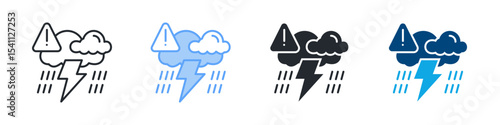 Extreme Weather Icon Set Multiple Style. Design In Outline, Blue, Glyph, Dual Tone