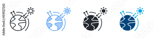 Green House Effect Icon Set Multiple Style. Design In Outline, Blue, Glyph, Dual Tone