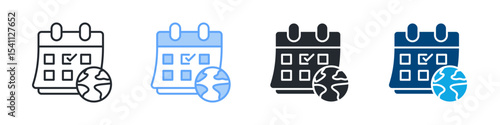 Earth Day Icon Set Multiple Style. Design In Outline, Blue, Glyph, Dual Tone