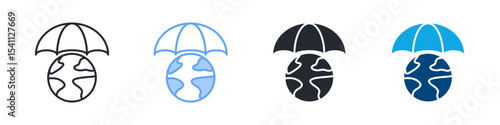 Save The World Icon Set Multiple Style. Design In Outline, Blue, Glyph, Dual Tone
