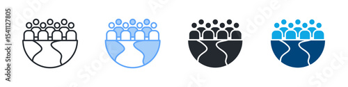 Population Icon Set Multiple Style. Design In Outline, Blue, Glyph, Dual Tone