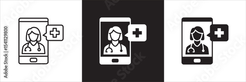 Doctor consultation digital apps icon. Doctor icon. Healthcare contact symbol. Icon symbol compatible for health service, hospital, clinic and medical. Vector illustration.