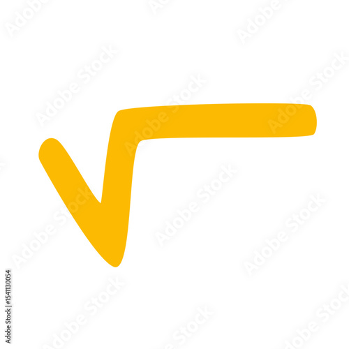 Flat yellow square root symbol icon with modern design. Simple and minimal, ideal for use in mathematics, graphic design, web, or UI elements.