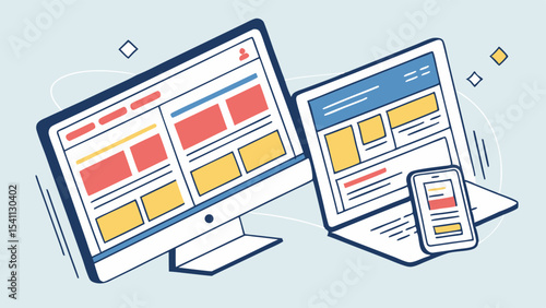 Responsive Web Design Desktop Laptop and Mobile Interfaces.