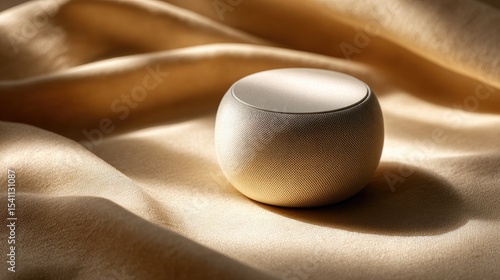 Wallpaper Mural A light beige round speaker on a beige fabric surface. Torontodigital.ca