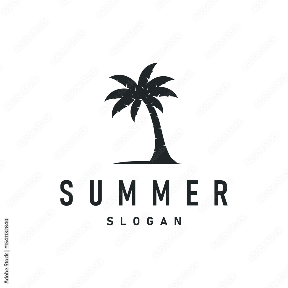 custom made wallpaper toronto digitalsummer vacation with minimalist beach summer logo concept with palm tree and ocean logo concept illustration symbol template