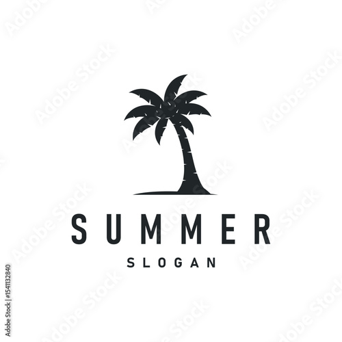 Wallpaper Mural summer vacation with minimalist beach summer logo concept with palm tree and ocean logo concept illustration symbol template Torontodigital.ca