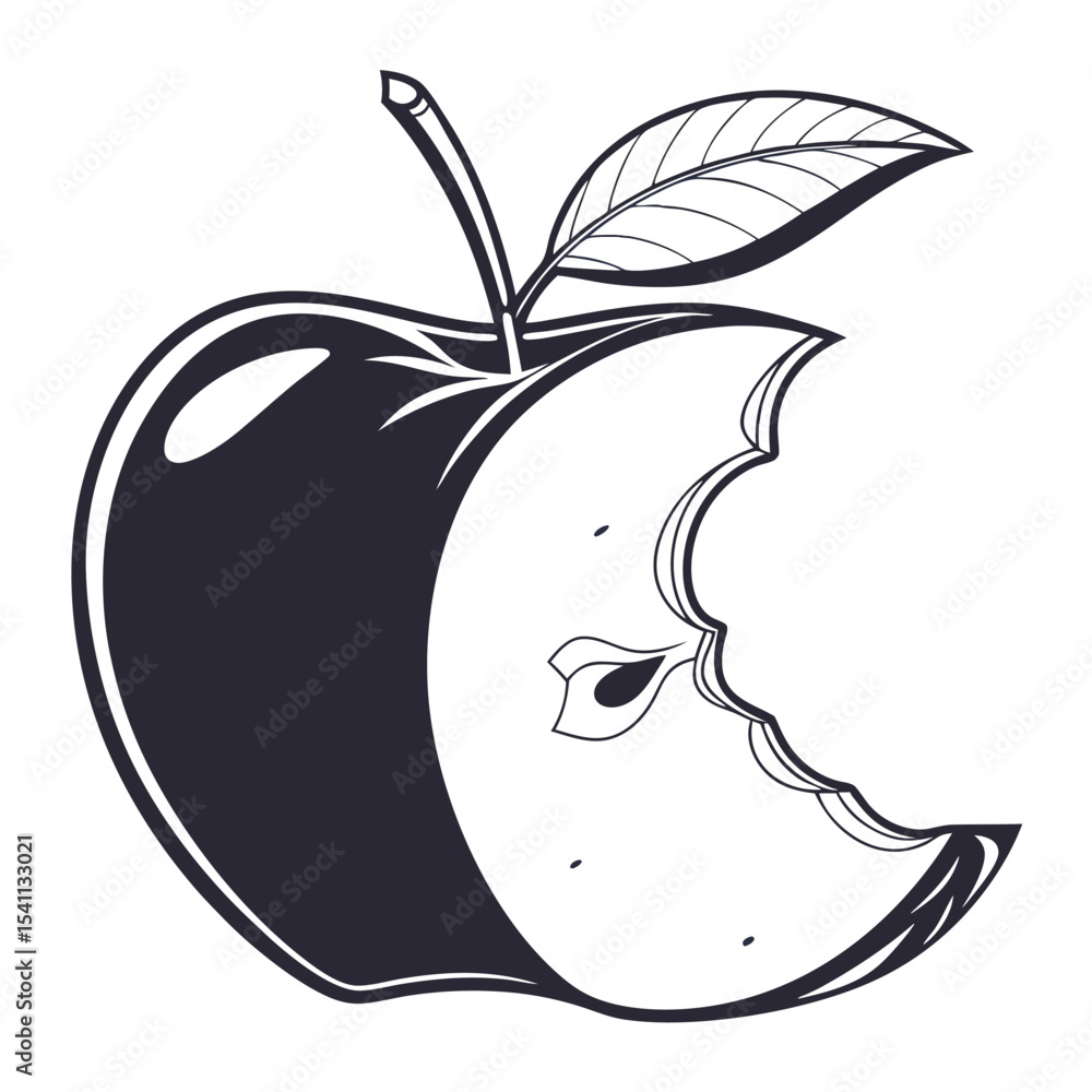 Obraz premium silhouette apple on white background