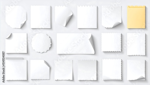 Paper notes collection on a white background.
