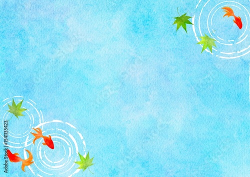 金魚　夏　水彩　和風　イラスト