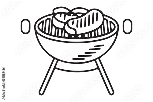  BBQ Grill and Food Silhouette Set – Summer Barbecue Vector Icons.